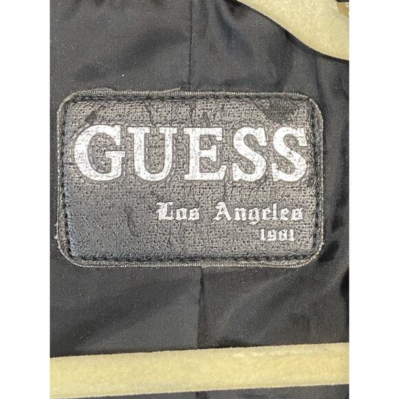 Guess Womens Black Wool Button Down Academia Pea Coat Jacket Y2K Belted Sz Sm - Picture 2 of 11